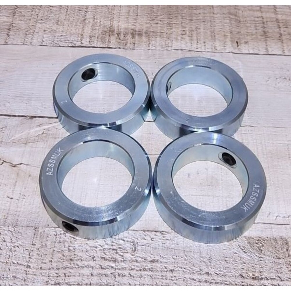 AZSSMUK 2" Bore Solid Steel Style Zinc Plated Set Screw Shaft Collars Set Of 4